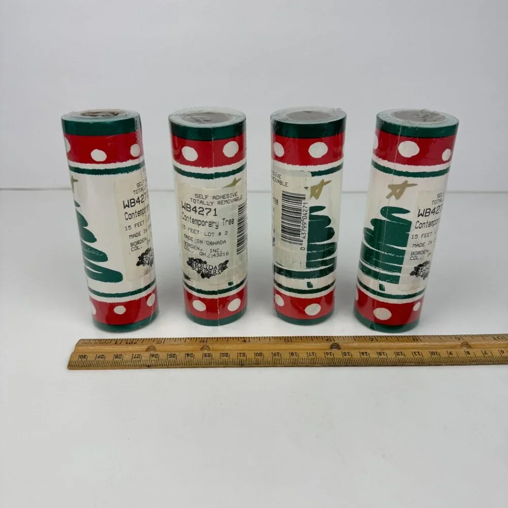 4 Vtg Rolls Borden Inc‎ Contemporary Tree Christmas Self Adhesive Removable READ